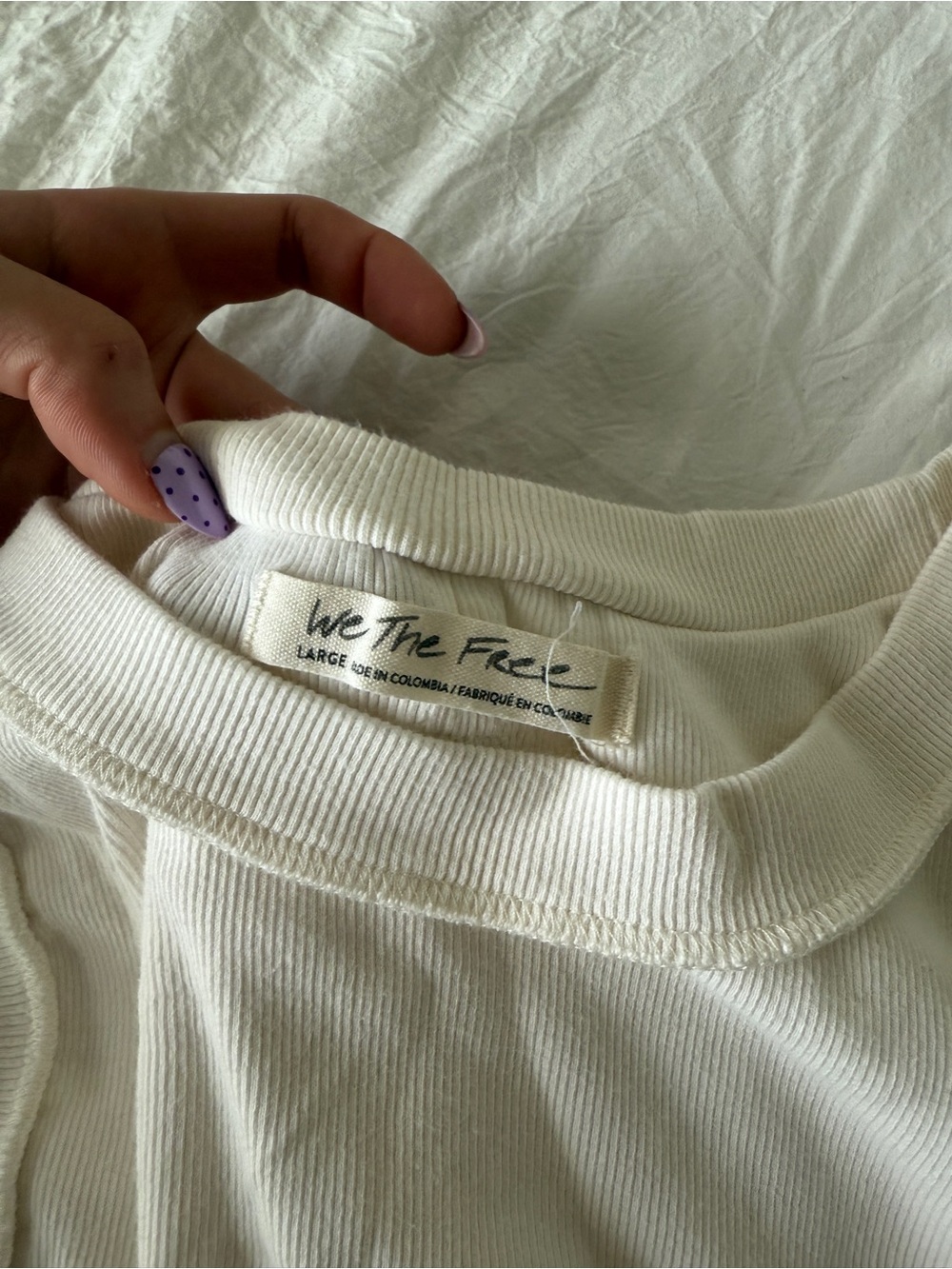 WE THE FREE FREE PEOPLE Kate Tank Ivory Ribbed Bohemian Classic Basic White Top - Picture 5 of 6